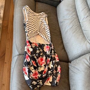 Floral Striped Sleeveless Dress